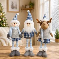 Figurine de Noël télescopique réglable en peluche, Père Noël, Bonhomme de neige, Renne, style nordique, pour décoration de sol de maison en période des fêtes