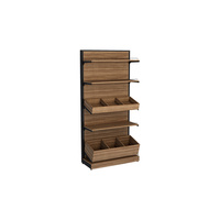 Supermarkt multi-laagse metalen houten bulkvoedsel displaystandaard, duurzaam voor gedroogd fruit, snoep, snacks en levensmiddelen.