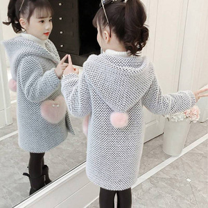 Nouveau pull d'hiver en coton pour enfant, vêtements d'extérieur décontractés pour tout-petits, manteau en laine à col rabattu à carreaux pour filles - Product Image 1