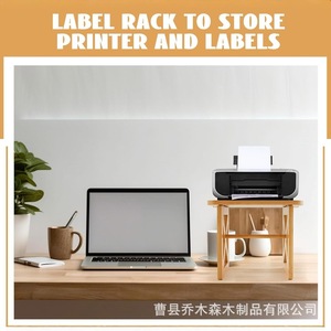 Bamboo Thermal <b>Printer</b> Stand Desktop Label Maker Storage Rack Courier Waybill Holder Office <b>Desk</b> Organizer Rectangle Standing - Product Image 4