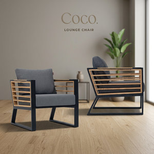 Modern Outdoor Lounge Chair Waterproof Patio <b>Sofa</b> Cushioned Foam Square Armrest Metal <b>Frame</b> <b>Wood</b> Slat Leisure Seat - Product Image 2