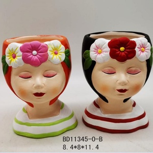 Maceta bonita para plantas, macetas <span class=keywords><strong>de</strong></span> cerámica, maceta en Forma <span class=keywords><strong>de</strong></span> cara con diseño <span class=keywords><strong>de</strong></span> muñeca para plantas suculentas en la mesa <span class=keywords><strong>de</strong></span> escritorio <span class=keywords><strong>de</strong></span> la sala <span class=keywords><strong>de</strong></span> estar o la decoración del hogar - Product Image 5