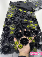 Tissu Africain en Dentelle de Velours Perlée de Haute Qualité, Broderie Guipure, Vente en Gros