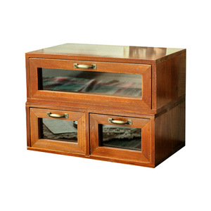 Caja de Almacenamiento de Madera Maciza con Cajones, Organizador de Escritorio Rectangular a Prueba de Polvo, Capacidad de 18L, Almacenamiento Decorativo para Sala de Estar - Product Image 4