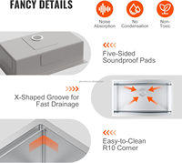 Évier de cuisine en acier inoxydable 304 brossé, fait main, à poser sous plan, pour cuisine moderne