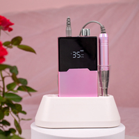 Machine à ongles électrique sans fil portable grand écran 35000 tr/min avec station de charge et support pour embouts