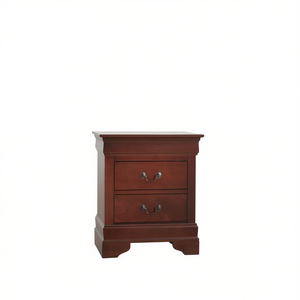 Mesita de Noche con Acabado Cerezo Encantador, 2 Cajones, Tapa de Madera, Mueble Tradicional para Dormitorio - Product Image 1