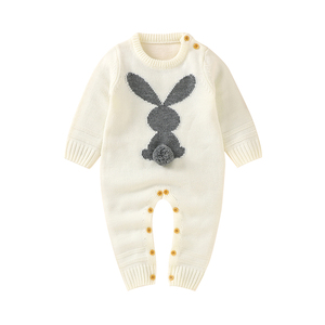 Mimixiong - Mamelucos de punto para bebé recién nacido, ropa de bebé niñ<span class=keywords><strong>a</strong></span>, lindos mamelucos de conejito con pompón, conjuntos de ropa para niños, ropa de bebés - Product Image 5