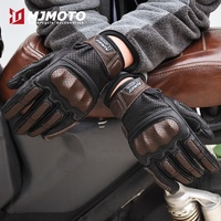 Gants de moto en cuir vintage marron pour hommes, compatibles écran tactile, pour motocross, course moto, motard, tailles M-XXL