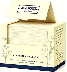 Toallas Faciales Desechables XL de Bambú, Toallitas No Tejidas para Remover Maquillaje, Diseño a Cuadros, Hechas de Viscosa de Bambú, Extra Suaves para Piel Sensible - Product Image 2