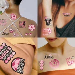Tatouages temporaires mignons roses sur le thème du football pour le visage et les bras, imperméables, idéaux pour les fêtes de football, les cadeaux d'<span class=keywords><strong>anniversaire</strong></span> et les remplissements de sacs cadeaux - Product Image 5