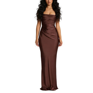 Abito lungo <span class=keywords><strong>da</strong></span> donna in raso con scollo all'americana, arricciato <span class=keywords><strong>e</strong></span> con cintura, elegante per occasioni formali, con sciarpa Sehe Fashion - Product Image 6