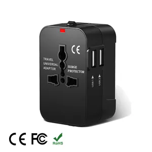 Soket Adaptor Perjalanan Listrik, Adaptor Travel Universal dengan 5.6A Tipe-c 4USB UK US AU EU Steker Adaptor Perjalanan