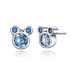 Pendientes de Mickey Mouse con Cristales Azules y Bisel de Diamantes de Imitación, Aleación, Joyería de Moda con Dibujos Animados para Mujer, Regalo - Product Image 1