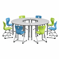 Ensemble bureau et chaise de classe compact pour l'aménagement des espaces, chaises moulées avec sièges en plastique pour le travail collaboratif en classe