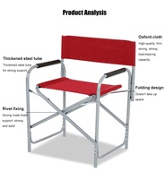 Chaises de directeur de camping pliantes en acier avec logo personnalisé Chaise de camping légère et compacte pour pique-nique