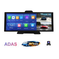 Caméra embarquée ADAS sans fil CarPlay 4K+1080P, enregistrement double avant et arrière, navigation GPS WiFi, écran tactile 11,4 pouces, affichage de recul