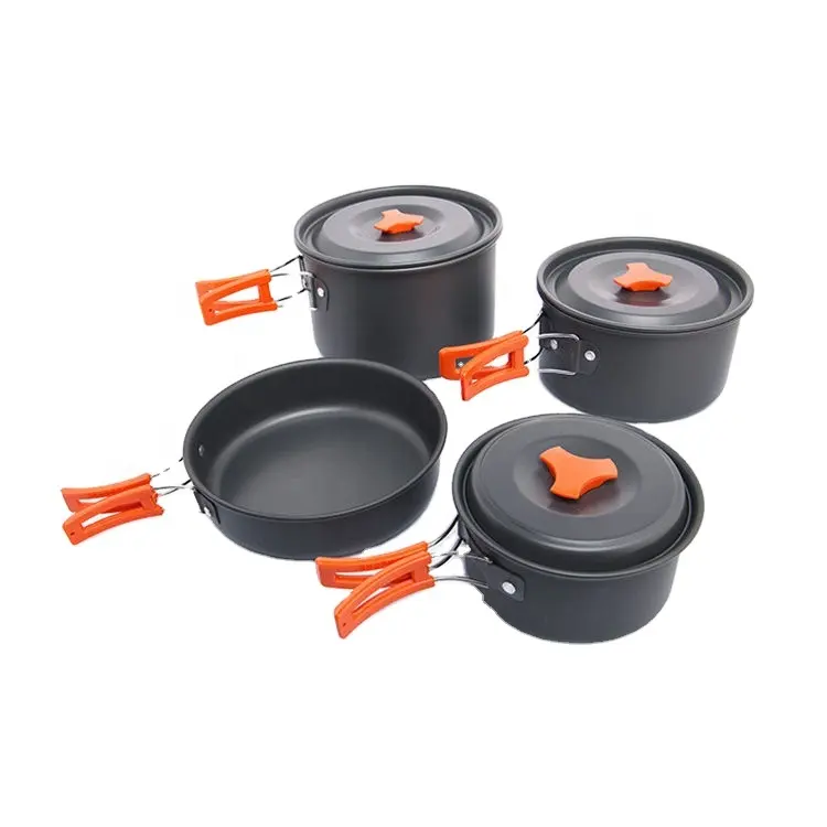 1-2 Persona Durable antiadherente juegos de utensilios de cocina utensilios camping sopa caliente olla de cocina olla