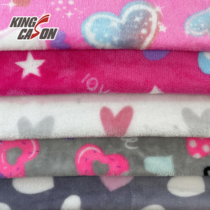 KINGCASON Proveedor de tela Poly Two Side Brush 130gsm Personalizado Corazón Impreso Suave Cómodo Franela Fleece Tela para niños - Product Image 5