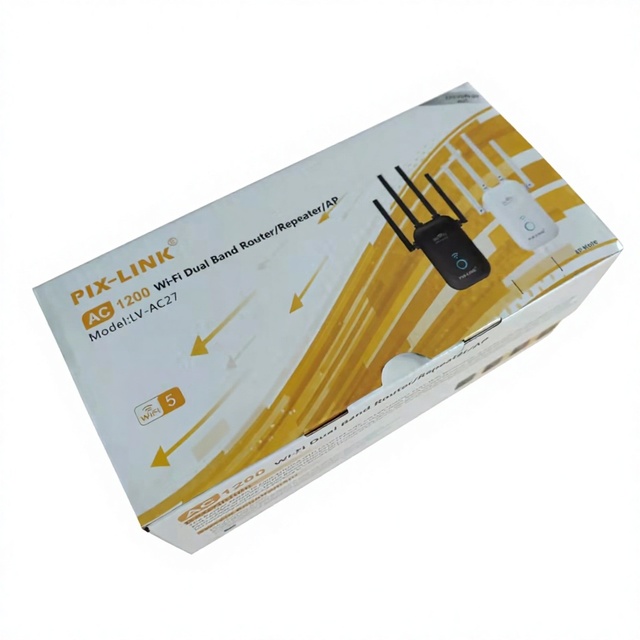 PIXLINK AC27 Repeater New 1200 Mbps Dual-Band Router Expands and Boosts 24 GHz and 5 GHz Wi-Fi Signals Boxed