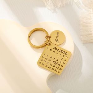 [สินค้าพิเศษข้ามพรมแดน] พวงกุญแจปฏิทินสแตนเลสสลักข้อความ DIY สำหรับวันครบรอบ - Product Image 1
