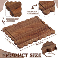 Planche à découper en bois d'acacia avec bord festonné 17 x 12 x 0,8 pouces pour la cuisine, la viande, les fruits, les légumes, le fromage