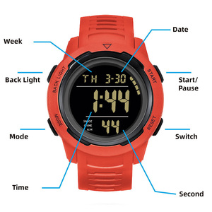 Montre numérique de sport étanche à double fuseau horaire avec alarme, chronomètres, minuterie - Product Image 3