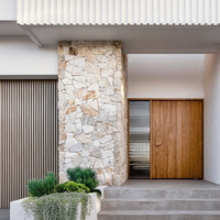 Portes d'entrée en bois massif de haute qualité avec poignée demi-ronde pour maisons, portes pivotantes en chêne blanc