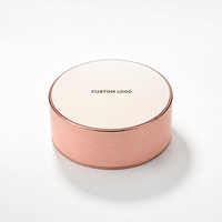 Boîtes rondes personnalisées, emballages cadeaux en papier rigide écologiques pour ensembles cosmétiques avec logo et finition rose blush