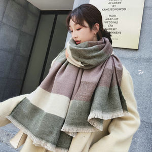 Écharpe en laine, glands châle de salle Air-conditionné, en treillis coréen <span class=keywords><strong>du</strong></span> <span class=keywords><strong>sud</strong></span>, automne et hiver en cachemire, image de femme, couleur unie - Product Image 3