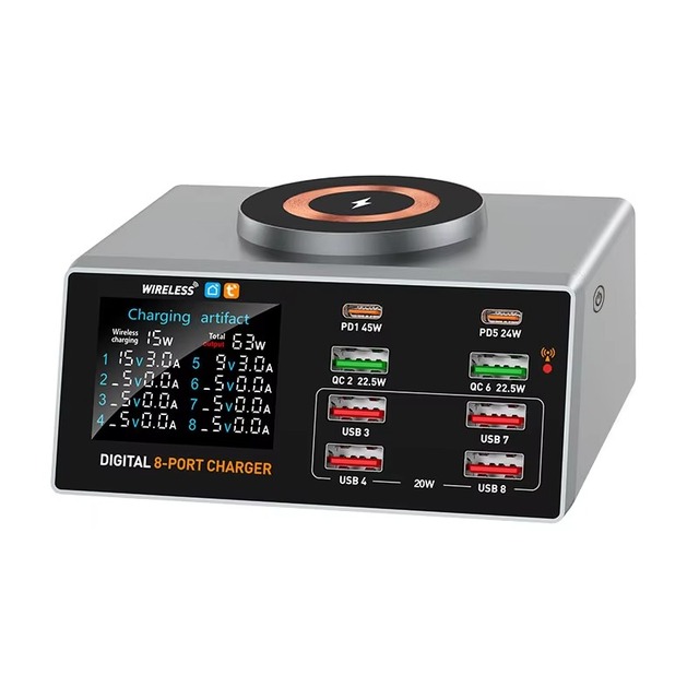 New Mobile Laptop USB Charger 160W Desktop Charging Station Magnetic Wireless Charging Digital Display Intelligent APP Multi