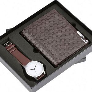 Conjunto de reloj y billetera de papel con embalaje exquisito para hombre, con movimiento de cuarzo y cierre de acero inoxidable, regalo para el día del padre, 2021 - Product Image 1