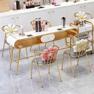 Juego de Mesa y Silla de Manicura de Alta Gama para una Persona, Mesa de Manicura Moderna de Mármol con Aspiradora - Product Image 2
