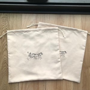 Custom Logo Printed Beige Suede Drawstring Pouch Suede Drawstring Packaging <b>Bag</b> - Product Image 4