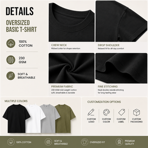 Paquete de <span class=keywords><strong>Camisetas</strong></span> Básicas para Hombre en Negro, Blanco y Verde, 100% Algodón, Suaves, Estilo Urbano, para Uso Diario, Oferta al por Mayor, Ordene Ahora - Product Image 2