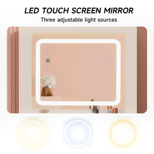 خزانة تخزين وطاولة مكياج عصرية بسيطة متعددة الوظائف بسطح قلاب مع مرآة صغيرة وإضاءة ليد لأثاث غرف النوم - Product Image 2