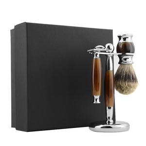 De acero inoxidable de la <span class=keywords><strong>barba</strong></span> <span class=keywords><strong>kit</strong></span> <span class=keywords><strong>barba</strong></span> seguridad maquinilla de afeitar, brocha de afeitar de los hombres - Product Image 1