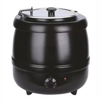 Équipement de restauration chaud Portable 10 seau à soupe rond en acier inoxydable noir chaleur Buffet soupe chauffe-aliments bouilloire à soupe électrique