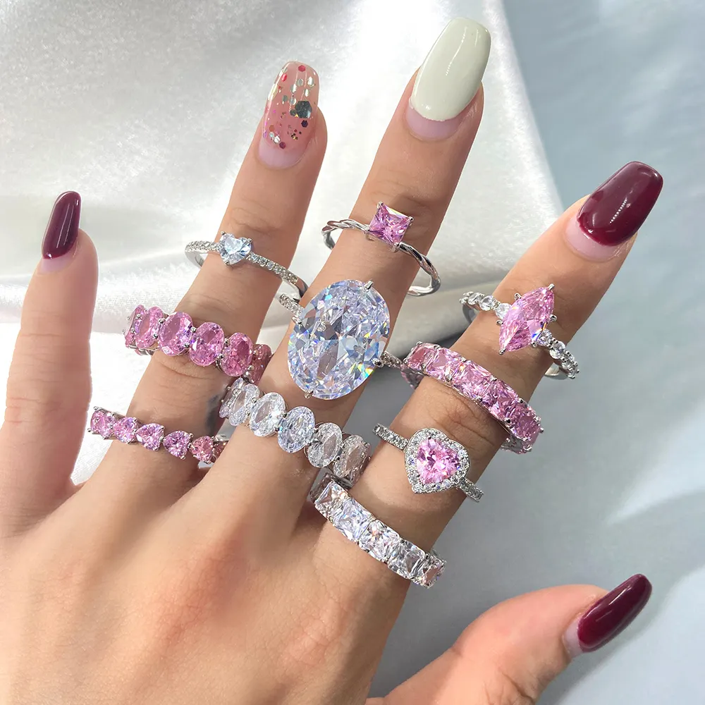 Neuer Großhandel FOXI plattiert 18k Sterling Silber rosa Farbe Marquise geschnitten Verlobung Zirkon Casual Ring für Frauen