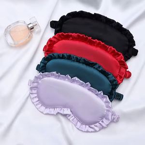 Hot Selling Fashion Double Sided Satin Customizable <b>Light</b> Blackout <b>Sleep</b> Eye Mask for Girls Cute Lace Ruffles Flower - Product Image 2