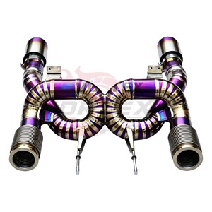 Escape de Competición Vortex Titanium X-Pipe para McLaren 720S 4.0L V8 Biturbo, Diseño Recto Azul Quemado, Sección Media de Alto Rendimiento - Product Image 1