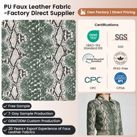 Tissu en cuir PU extensible dans les deux sens Tissu en rayonne de serpent gaufré Faux cuir de qualité supérieure pour la fabrication de vêtements-Utilisation pour les robes et les jupes