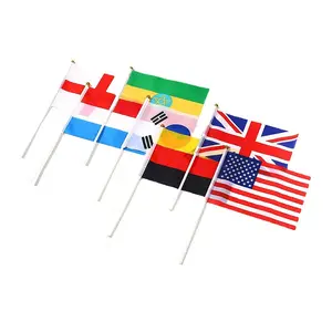 Hn Europäische Fußball flagge Kunden spezifische Hand winkende Flagge Rechteckform 14*21cm Polyester flaggen Europäische Länder