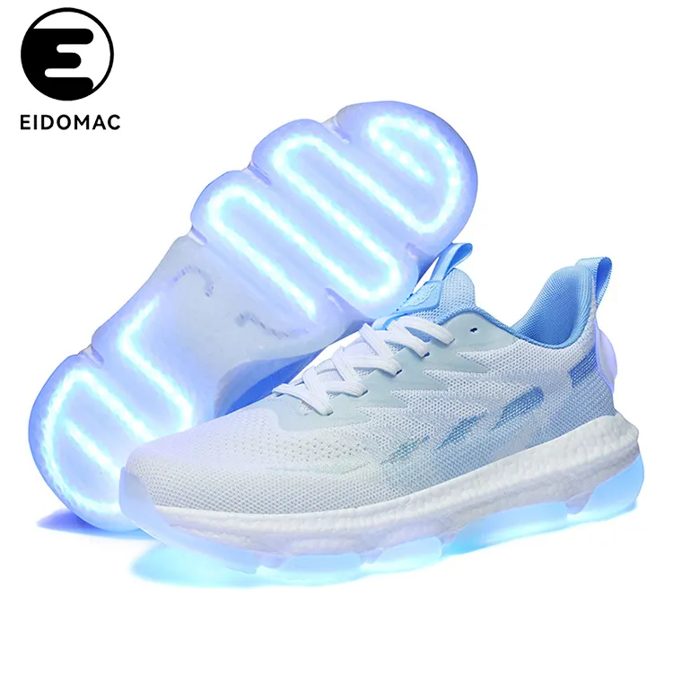 Zapatos High-tech Luminous Shoes High Quality Popcorn Lightweight Running Shoes Designer Fly Woven Sneakers Man Ladies