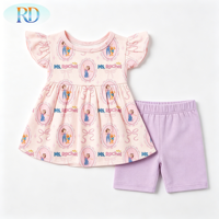 Ensemble haut à volants et short pour petite fille, tenue décontractée d'été pour enfants, ensemble OEM en bambou avec haut à volants et leggings