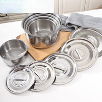 Lot de 5 Ustensiles de Cuisine en Acier Inoxydable, Casseroles et Batteries de Cuisson, Conteneur Alimentaire, Marmite à Soupe avec Couvercle en Acier