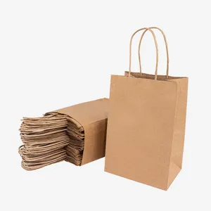 Fornitore di sacchetti di carta da ristorante per la consegna di alimenti riciclabili all'ingrosso con Logo stampato personalizzato con manico