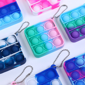 Mini Popular Silicone Bubble pop Fidget <b>Key</b> Chain Toy Mini Push Bubble pop Squeeze Toys Rainbow Keychain Bubble Popping Game - Product Image 5