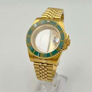 Caja de Reloj de Acero Inoxidable de 40 mm, Juego de Correa Dorada Completa, Caja Trasera Transparente, Cristal de Zafiro Resistente al Agua, Movimiento NH34/NH35 - Product Image 2