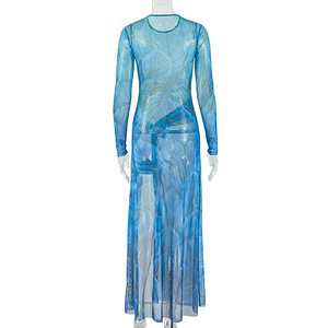 Robe moulante à col rond et manches longues, taille haute, assortie aux couleurs 2026 - Meilleure vente, en stock - Product Image 3
